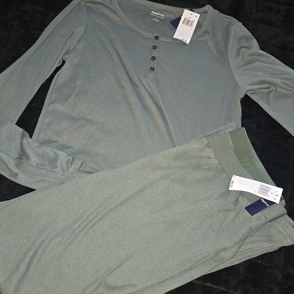 GAP 2 PC GapBody Women's Long-Sleeve Rib Pajama Set top and bottom Size: L New - Picture 14 of 15